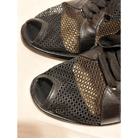 Cool Retro Alec Mesh Peep Toe Leather Heels Brazilian Size 9 FLAWS Plz Read. - Picture 5 of 10